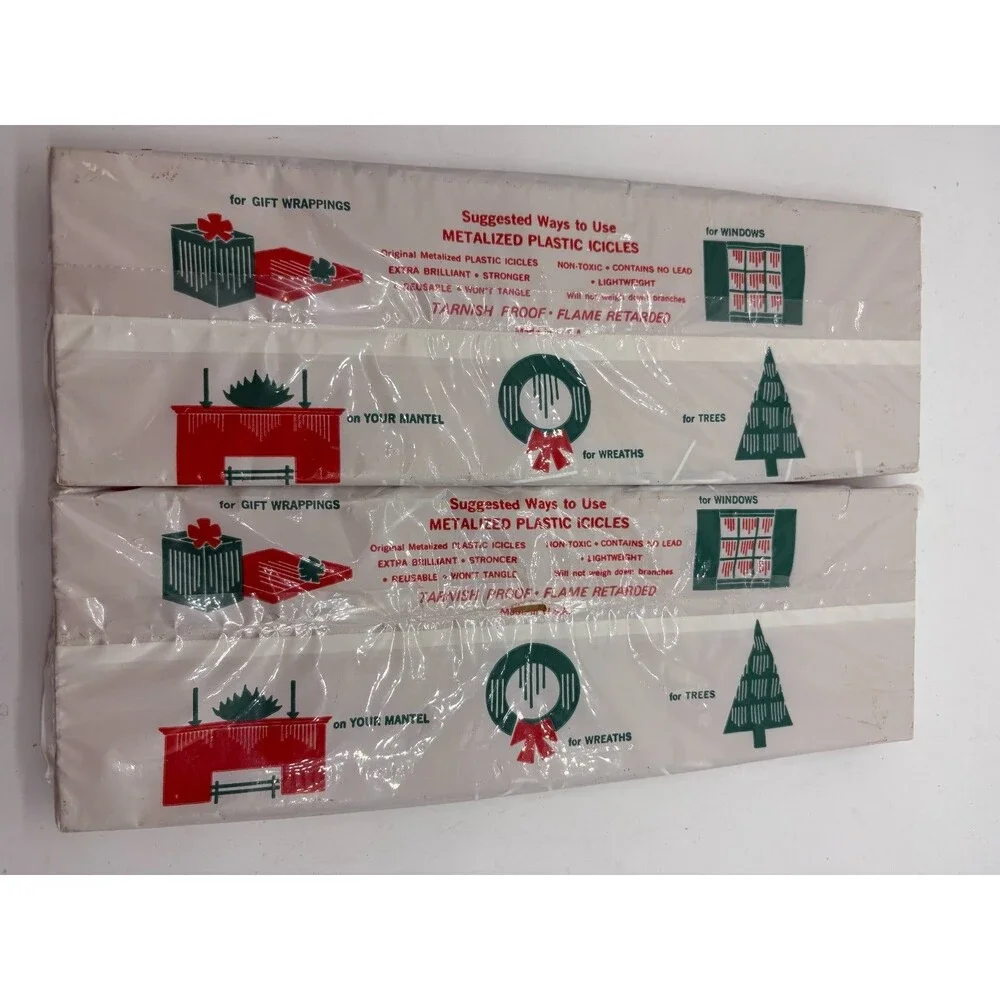 Vintage Liberty Bell Christmas Silver Tree Tinsel Icicles 1000pc 2 Boxes